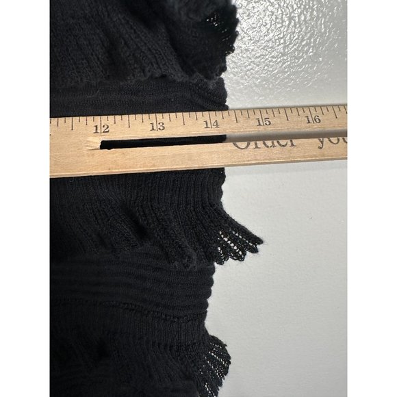 Vintage Y2K Womens Top Black Sleeveless Medium Heather B Ruffled Knit Cotton - Picture 5 of 11